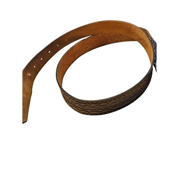 Vintage Lions Club International Brown Leather Belt Double Lion Head Logo Buckle - Picture 4 of 6